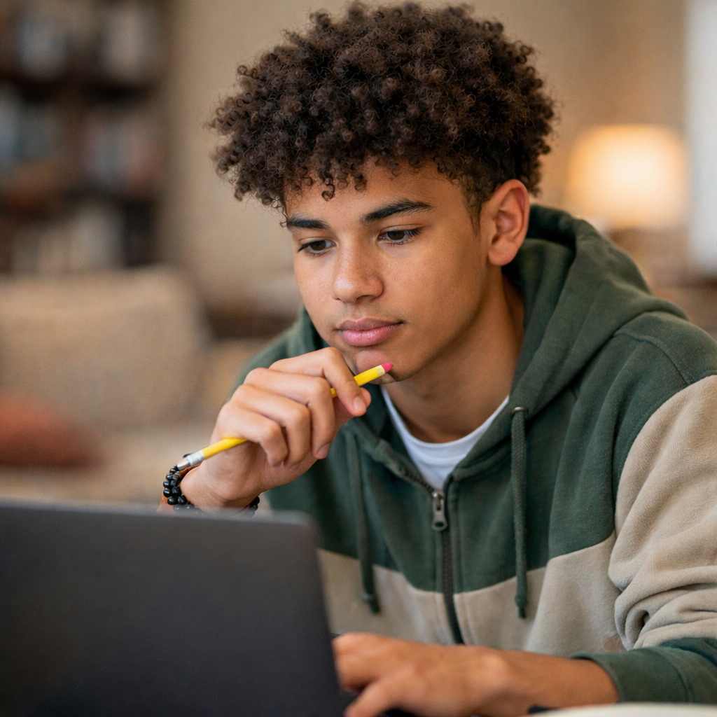 Étudiant apprenant en ligne
